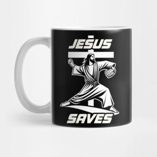 Funny Jesus Saves Christian Baseball Pitcher Coach Fan Mug